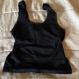 Black Lace Trim Tank Top